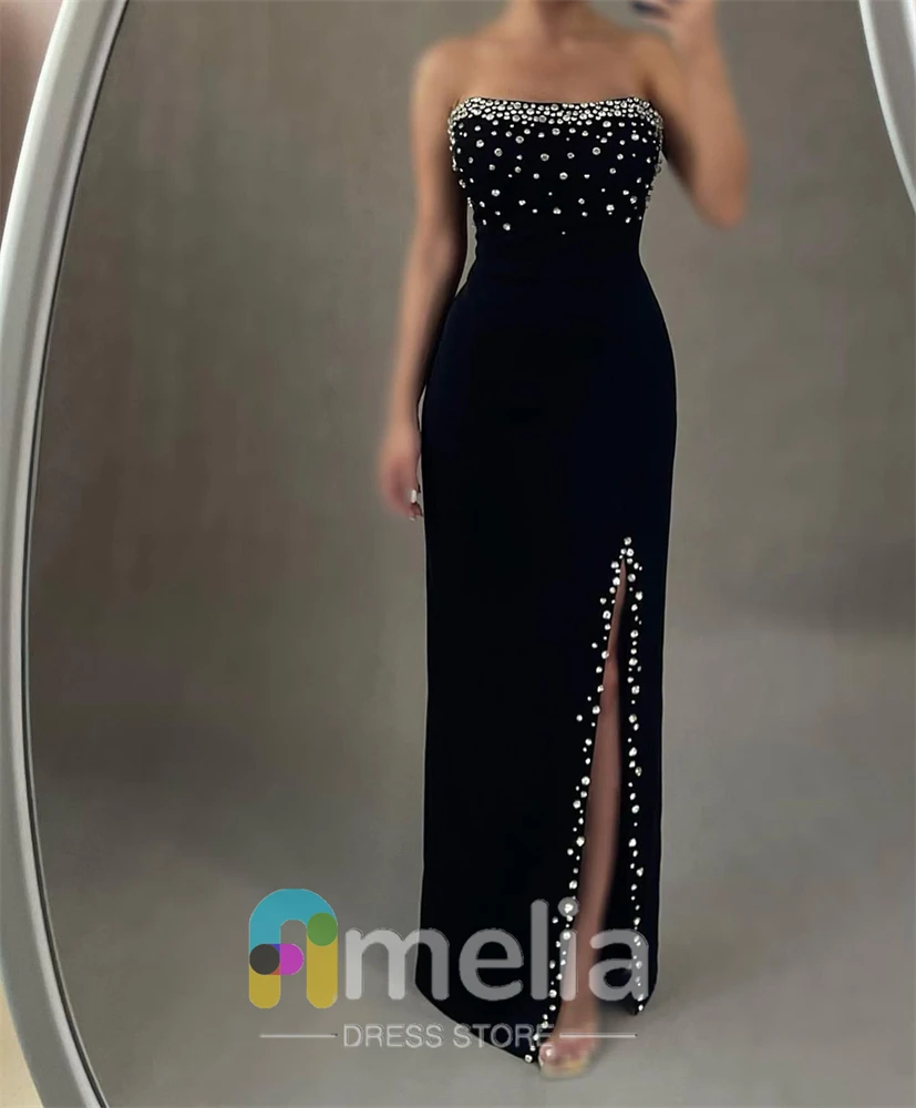 Amelia Elegant Party dresses Woman Strapless Dirlls Crepe Evening Prom Dresses for Special Occasions Formal Gowns For Dubai 2024