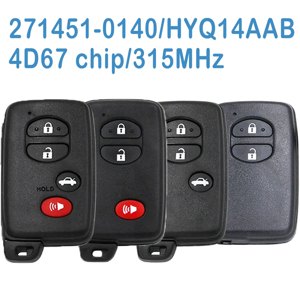 271451-0140 Auto Smart Remote 2/3/4B 4D67 Chip HYQ14AAB 315MHz Replace Car Key Control For Toyota