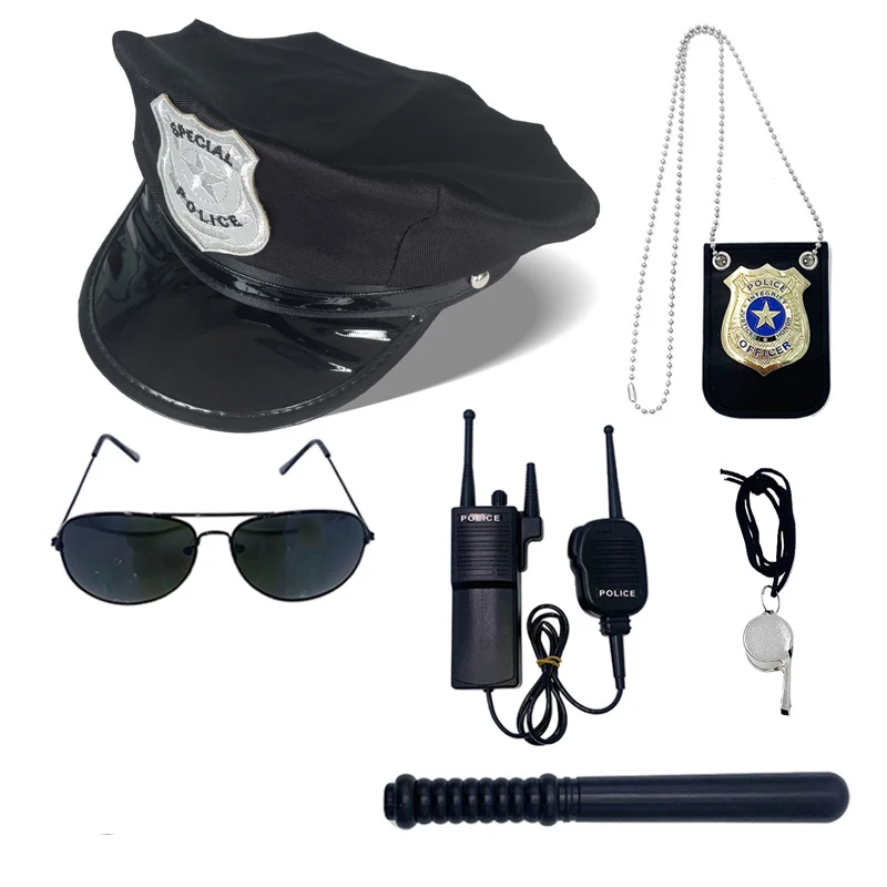 1PCS / 4-teiliges Set Erwachsene Polizei Hut Octagon Flachen Hut Cosplay Leistung Maskerade Spaß Requisiten Polizei Hut uniform Zubehör – Detail 15