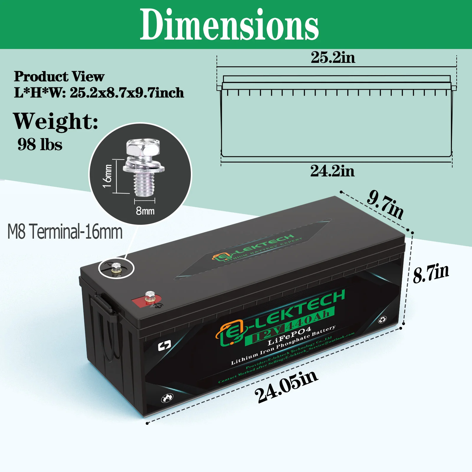 

12V 440Ah LiFePO4 Lithium Battery Built-in 250A BMS, Battery Up to 10000 Cycle Lithium Battery, 10-Year Lifespan, Perfect for RV