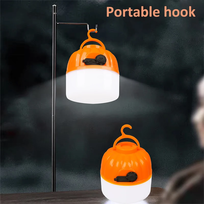 Pumpkin Lantern 4 Modes USB Rechargeable Camping Light Portable Tent Lamp Multi-functional Night Emergency Lights Outdoor