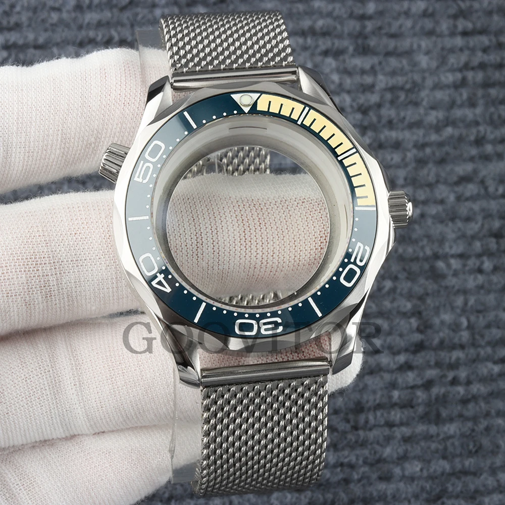 41mm NH35 Uhrengehäuse mit Mesh-Armband, wasserdicht, für NH35 NH36 Uhrwerk, 31mm Zifferblatt, Edelstahl Seamaster 300 Uhrengehäuse – Detail 23