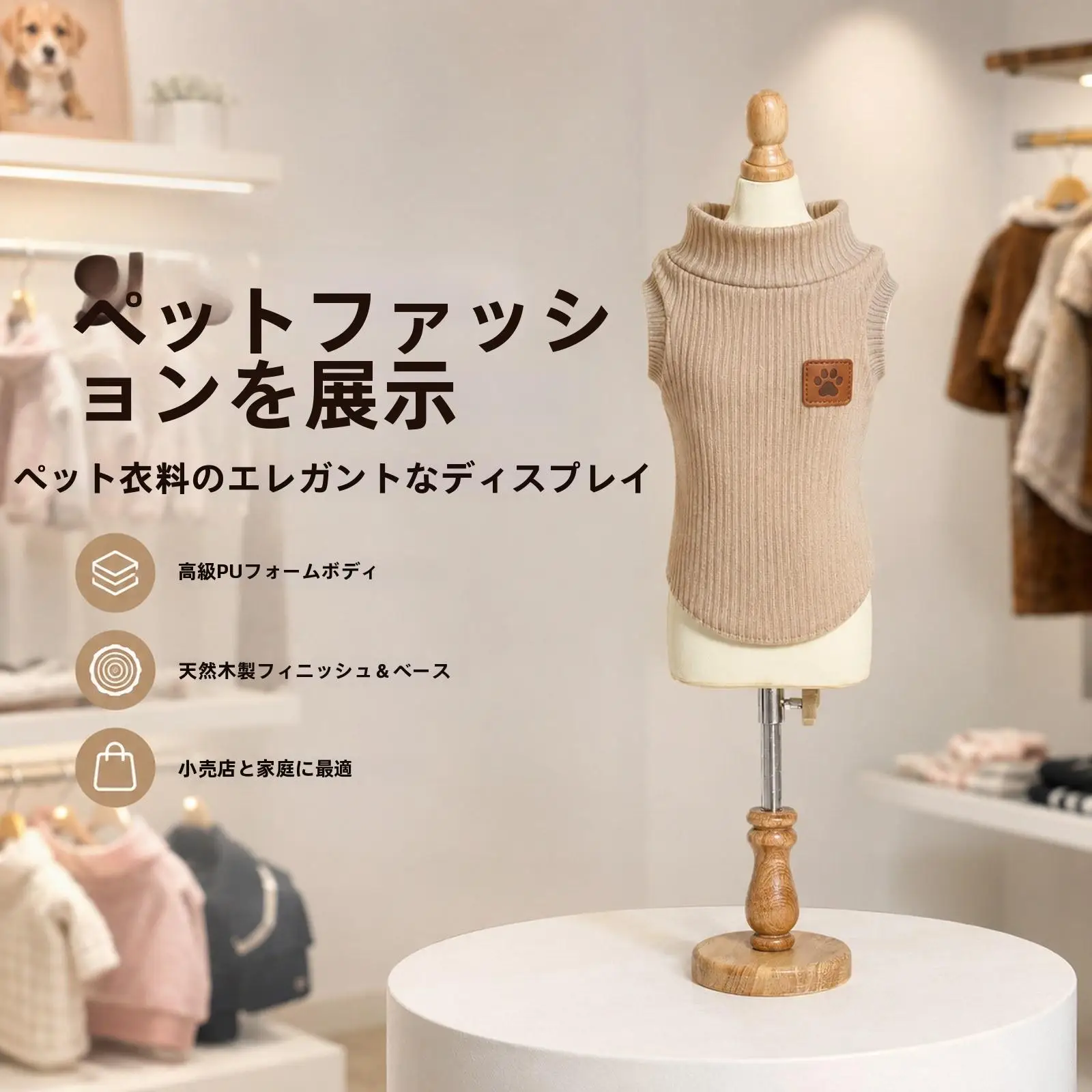Dog Dress Form Mannequin, Mini Doll Dress Stand Pet Clothes Hanging Rack, Pet Apparel Rack