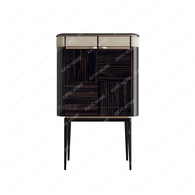 Modern Light Luxury Wine Cabinet Solid Wood Tempered Glass Laminate Complete Set Simple Luxury High Curio Cabinet