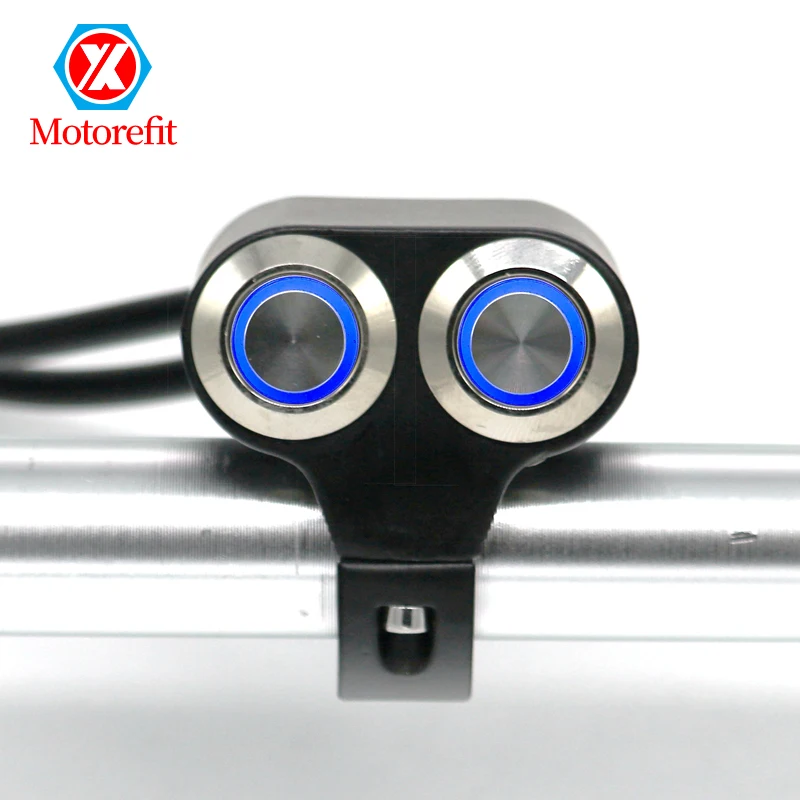 CNC Aluminum Motorcycle Switches Handlebar Mount Switch Button Headlight Brake Fog Light With LED For Moto Light Switch