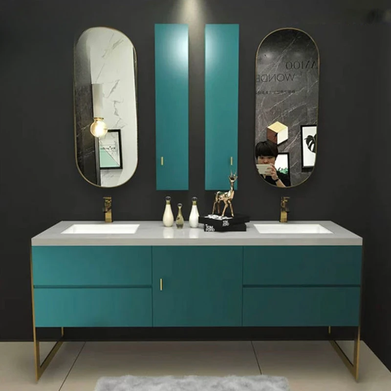 Villa Modern Light Luxury Rock Plate Bathroom Wash Table American Style Bathroom Cabinet Combination Set Wash Face Hand Pool