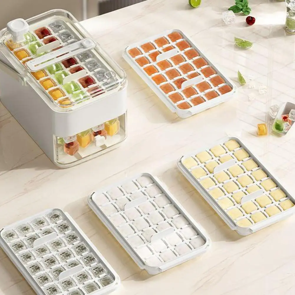 

Ice Mold for Camping Bpa-free Double-layer Ice Cube Tray Press-type Ice Storage Box for Cocktails Coffee Refrigerator for Easy