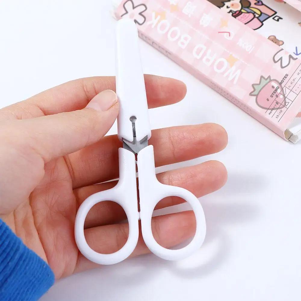 Portable Safety Student Stainless Steel with Cover Handwork White Tiny Scissors White Color Scissor Office Scissor