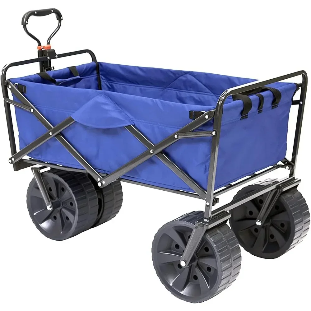 

Heavy Duty Collapsible Folding All Terrain Utility Beach Wagon Cart, Blue/Black