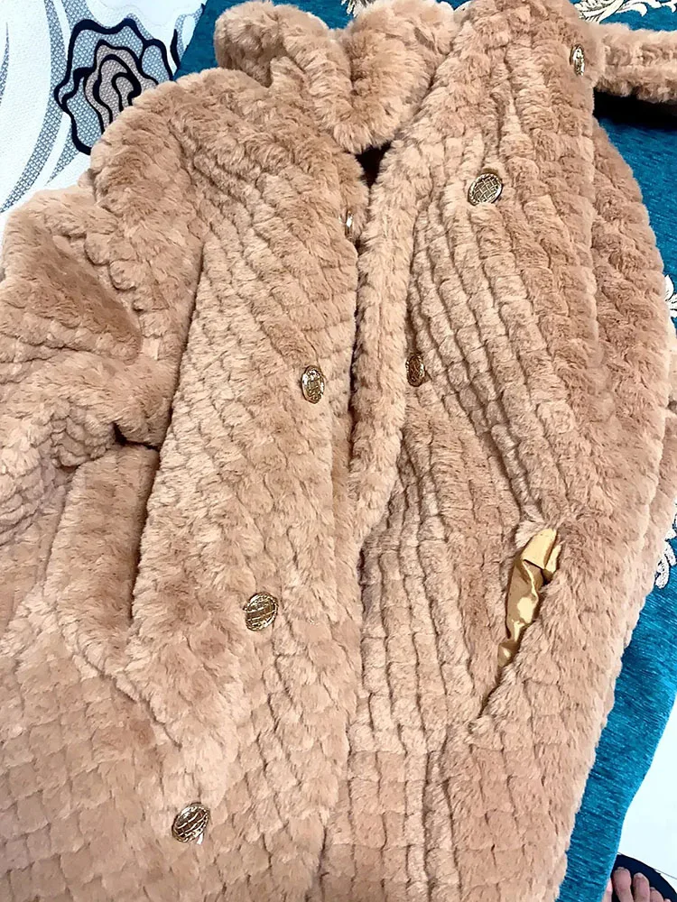 Cappotti invernali in pelliccia sintetica da donna eleganti giacche lunghe in lana di agnello calda moda coreana addensare soprabito in velluto di peluche 2023 nuovo oversize