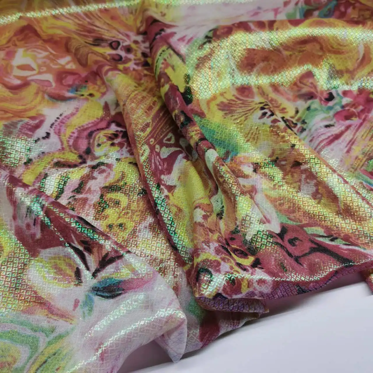 Super Deal Fabric Silk Somali Dirac Jacquard Colorful Metallic Lurex Mulberry Silk Saree Dress Tissue