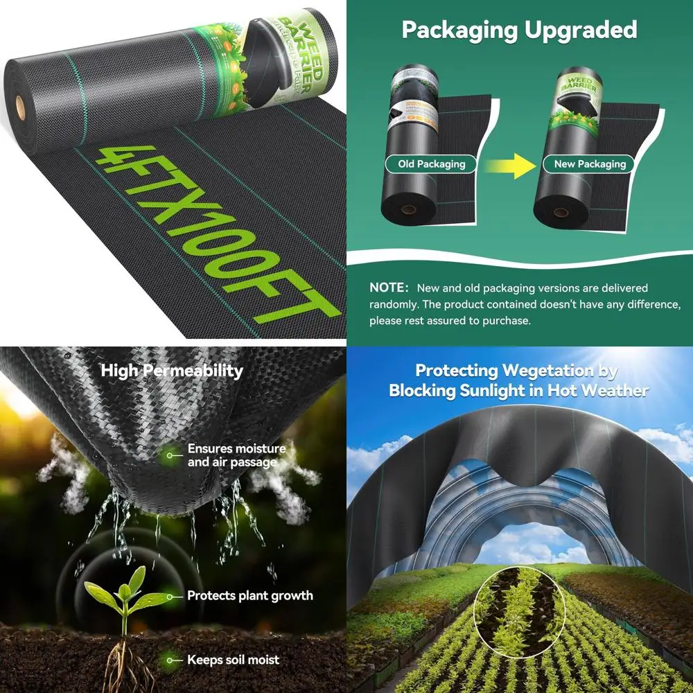 

Heavy Duty 4ft x 100ft Woven Weed Barrier Cloth, 3.2 oz Fabric for Garden and Driveway Weed Control