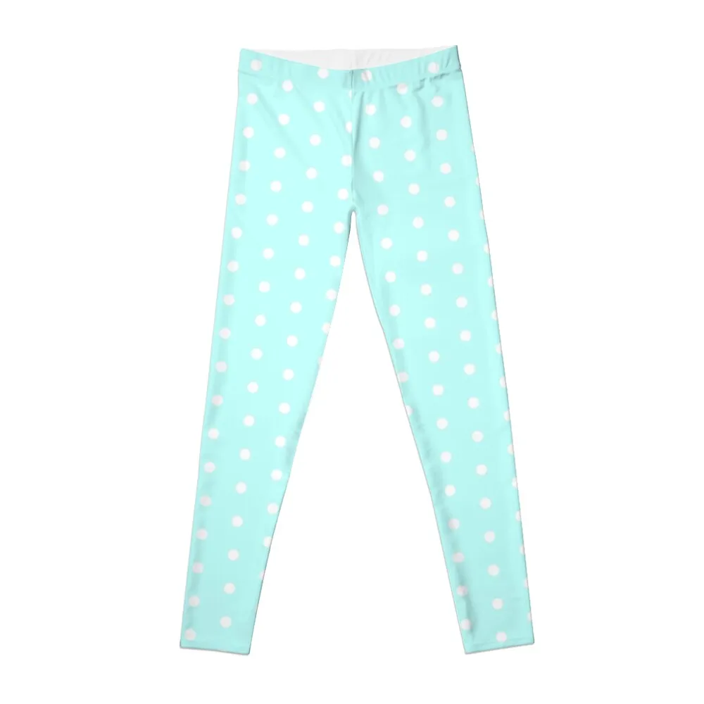 

Polka dots in cyan Leggings Sportswear woman gym Sweatpants legging pants raises butt Womens Leggings