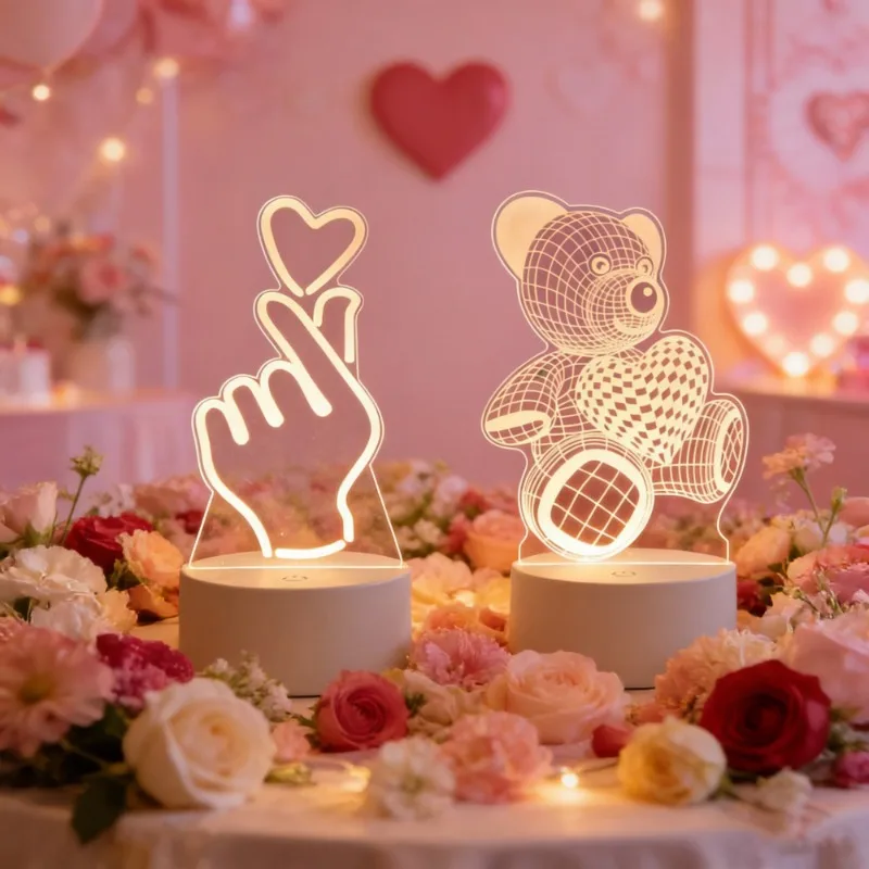 USB Powered 3D Acrylic LED Night Light Wedding Party Decor Neon Night Lamp Birthday Kid Valentine's Day Gifts Table Ornaments view 4
