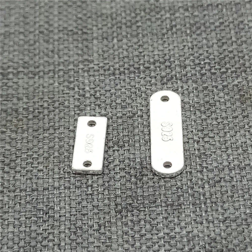 10 Sterling Silver Bar Connectors 925 Silver Blank Rectangle Tags for Necklace Bracelet
