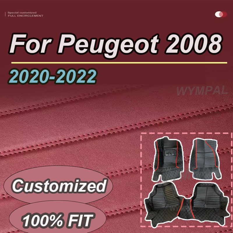 

LUXURY Car Floor Mats For Peugeot 2008 P24 2020 2021 2022 Luxury Leather Mat Rugs Durable Pad Anti Dirty Carpets Car Accessories