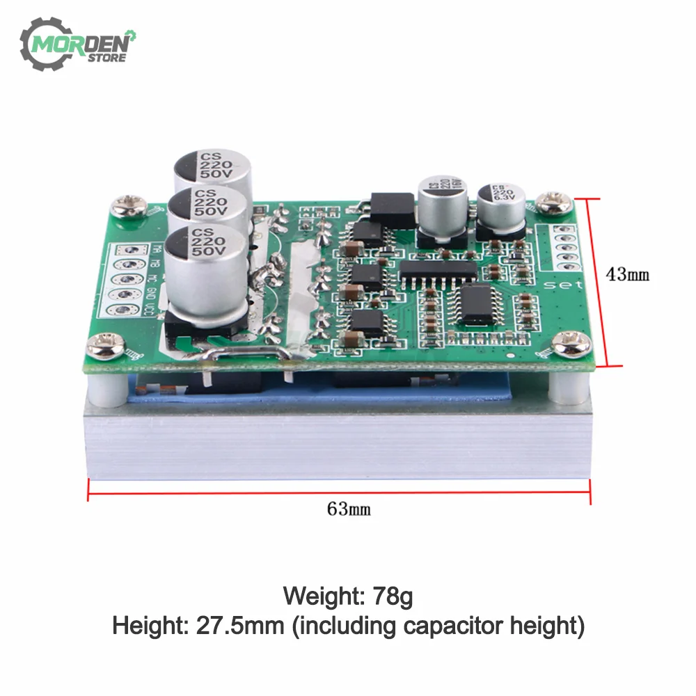 Brushless Hall Livre Motor Driver Board, Motor de alta potência, Forward Reverse Speed Controller, Fonte de Alimentação, 500W, 15A, DC 12-36V