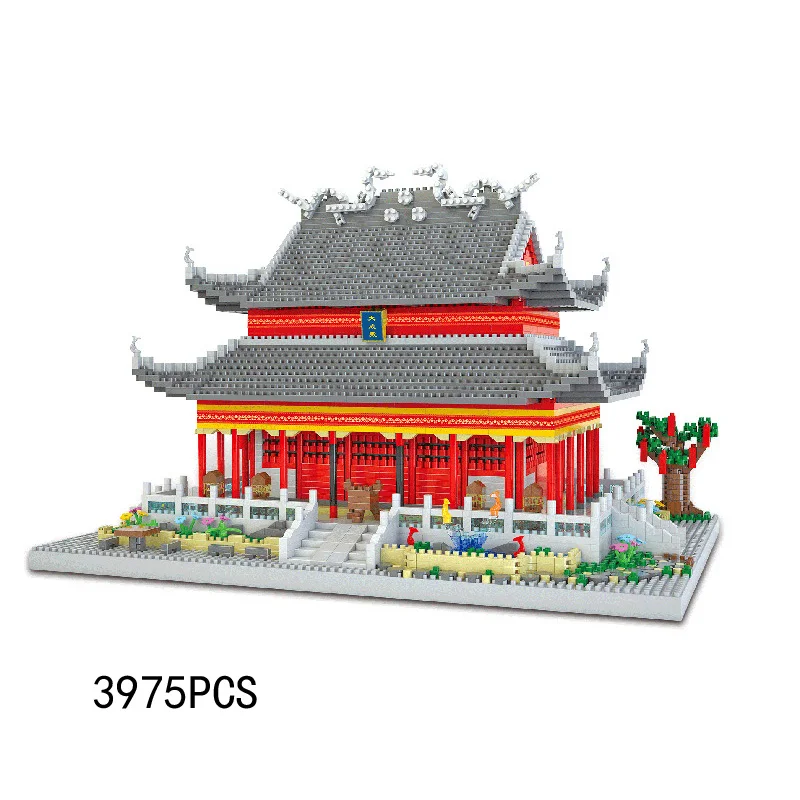 Creative Micro Diamond Block China City Architecture Confucius Temple Mini Building Brick Ancient Academies Toy Nanobricks