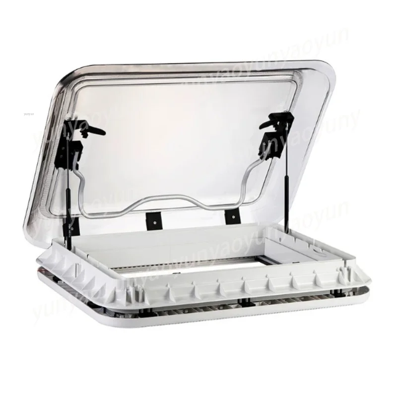 RV Roof Escape Skylight with LED Light, Motorhome Ventilation Window with Sunshade Mosquito Net for Camper Van