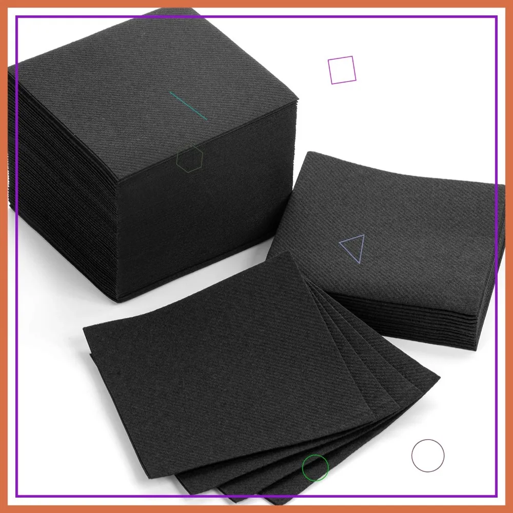 

Black Cocktail Napkins 600ct - Premium 4.75" Linen-Like Disposable for Parties Weddings Events