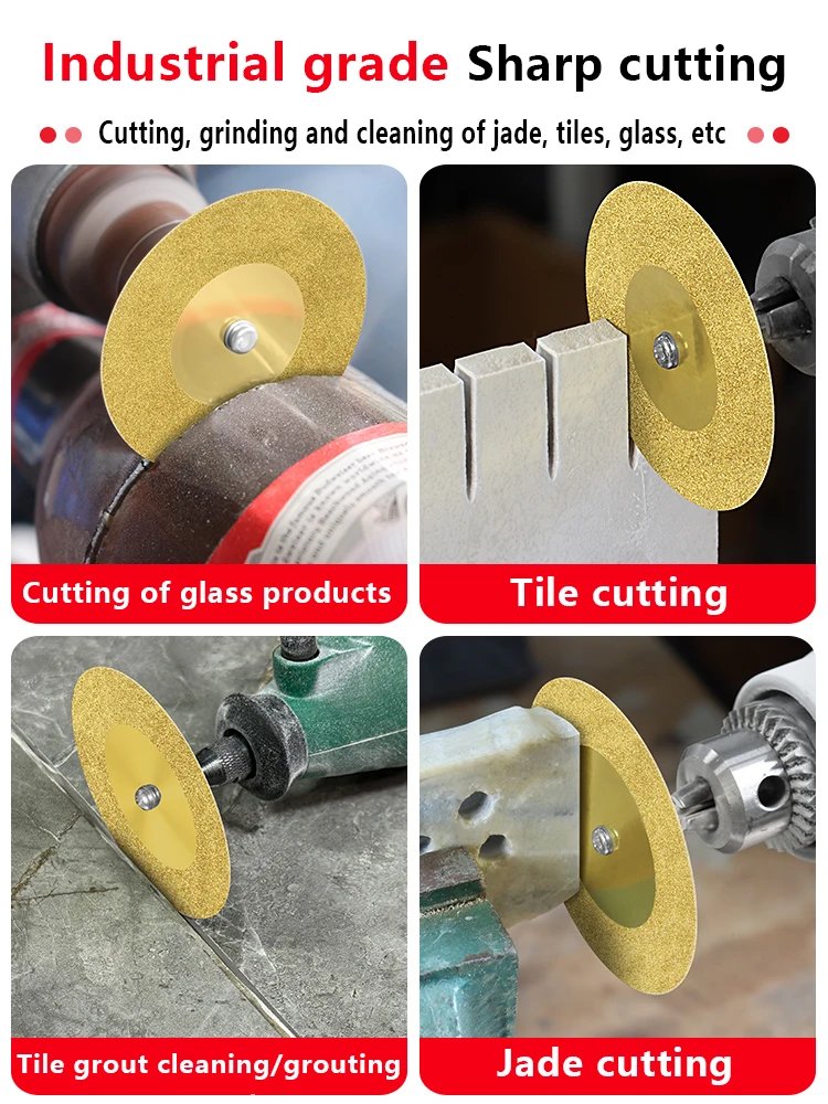 Titanium-coated diamond small slice tiles, glass ceramics, jade cutting discs, grouting tools, special grout cleaning and grindi