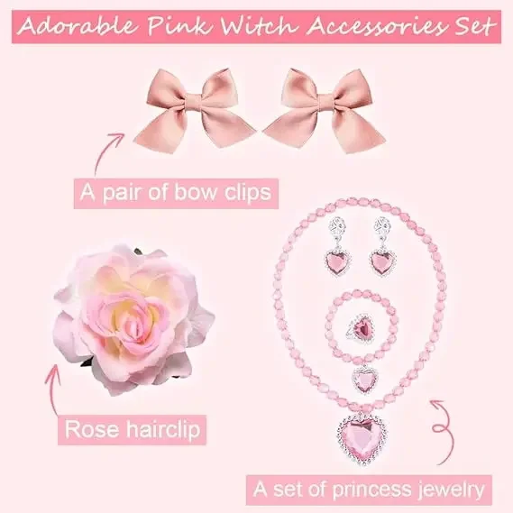 أزياء Glinda التأثيرية لحفلات الهالوين كرنفال الفتيات فساتين الحفلات الجميلة الوردية المنتفخة فتاة الأميرة فستان سهرة أنيق #6