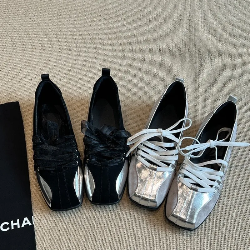 

Новинка 2023 года, женские лоферы на плоской подошве, повседневные дизайнерские сандалии, женские балетки, новые летние брендовые прогулочные туфли на шнуровке Женская Обувь