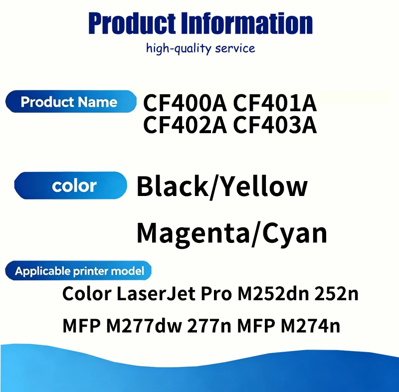 1 set CF400A CF401A CF402A CF403A 201A Toner Cartridge For HP Color laserJet PRO M252dn 252n MFP M277dw 277n MFP M274n Printer