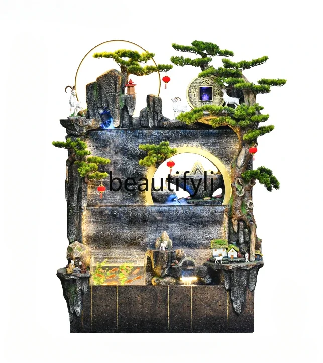 

Large rockery flowing water fountain lucky feng shui wheel ornament garden courtyard decoration fish pond landscaping view