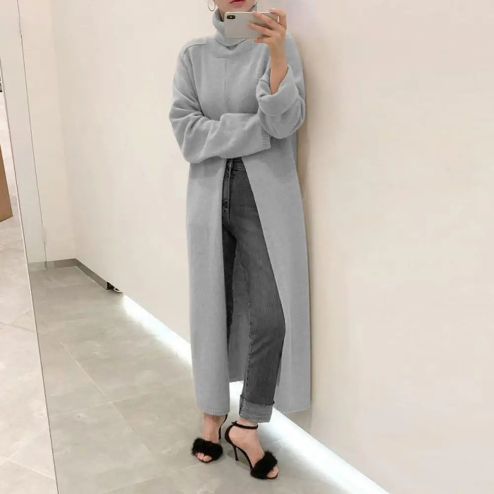 Popular Pullover Sweater 3D Cutting Anti-freeze Elastic High Split Hem Fashion Women Sweater Jumper