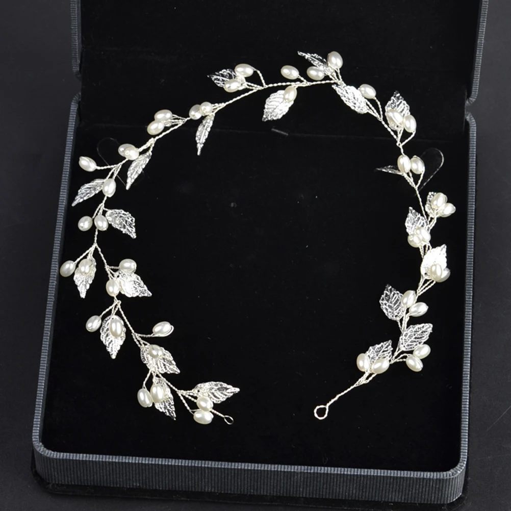 

Pearls Wedding Headband Lightweight Elegant Leaf Bridal Headpiece Hair Accessory for Wedding Party Prom Bridal Headband