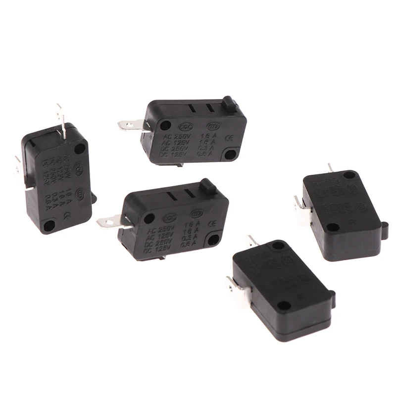 5PCS KW1-103 Microwave Oven Door Micro Switch Fit For Microwave Washing Machine Rice Cooker 16A 250V 2 Pins Home Electrical