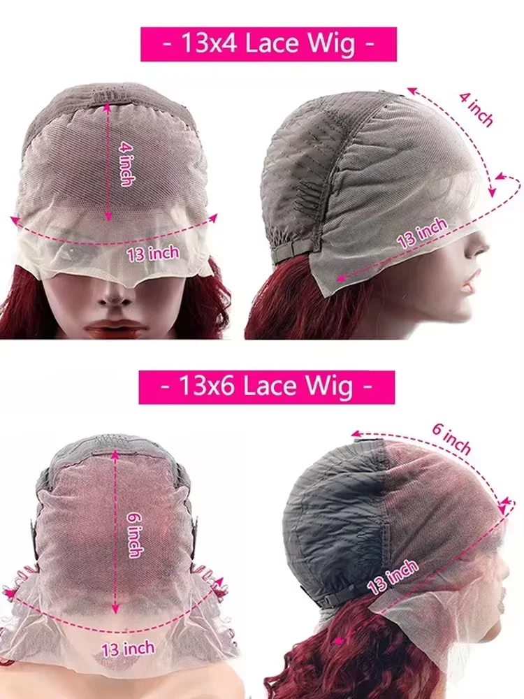 Rot gefärbte 220 Dichte lange glatte Echthaar Max-Lace Perücke 99J Burgunderrot 13x4 Lace Front 13x6 HD Lace Frontal Perücken für Frauen – Detail 6