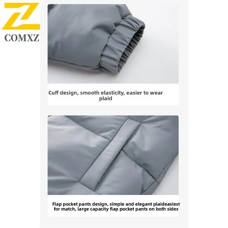 COMXZ 2025 الرجال النساء زوجين الوقوف طوق التدرج سترة قطن الشتاء فضفاضة تناسب العصرية المتخصصة تصميم معطف خفيف الوزن #6
