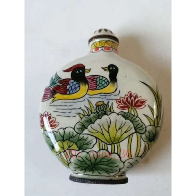 Collect old Chinese bronze cloisonne enamel crane snuff bottles