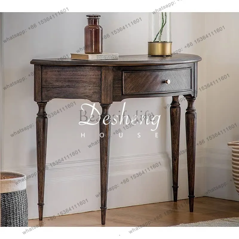 Retro living room decoration arc facing the door small apartment medieval style living room partition cabinet