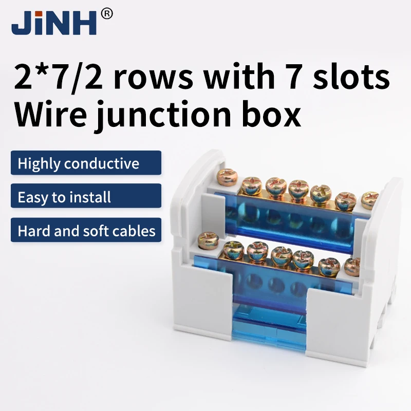 Tinned Copper Din Rail Terminal Block 207 Screw Connection Modular Distribution Box, Corrosion-Resistant Power Junction