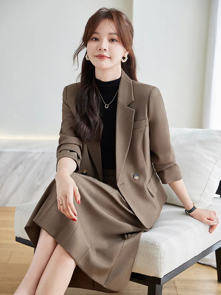 Brown Suit Jacket Women's Short Spring and Autumn2024New High-Grade Small Formal Wear Casual Suit