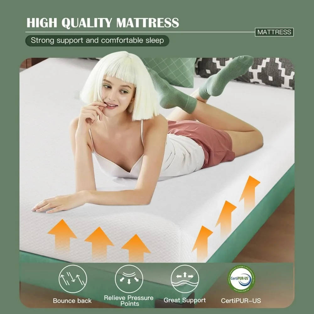 Colchão de espuma de memória, 8 ", CertiPur-US Certified, Colchão de cama respirável, Cooler Sleep Supportive, Completo