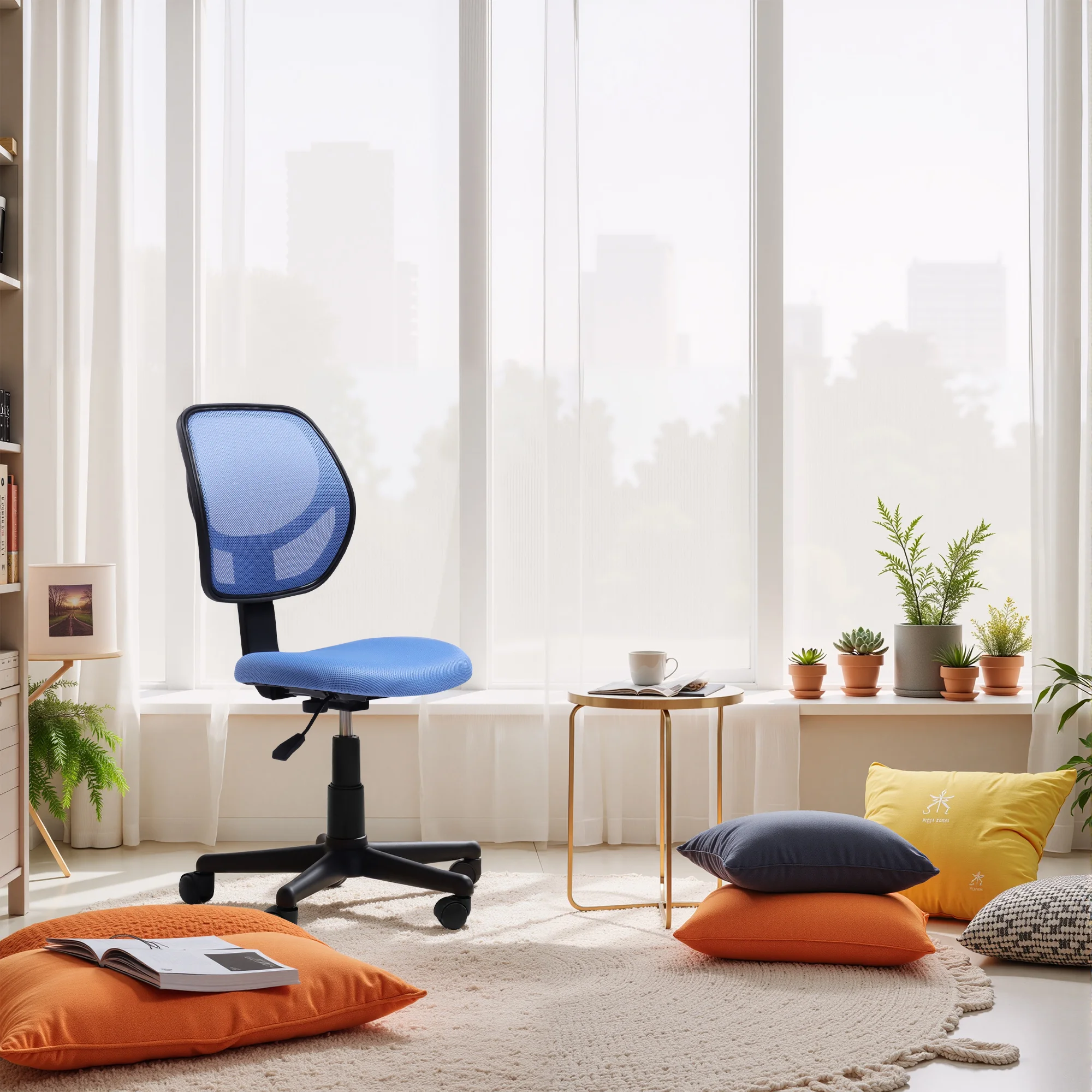 

Ergonomic Breathable Mesh Office Chair - Adjustable Height from 15 to 19.7 Inches, 360-Degree Swivel, Comfortable and Durable, Ideal for Home or Office Use for Extended Work or Study Session