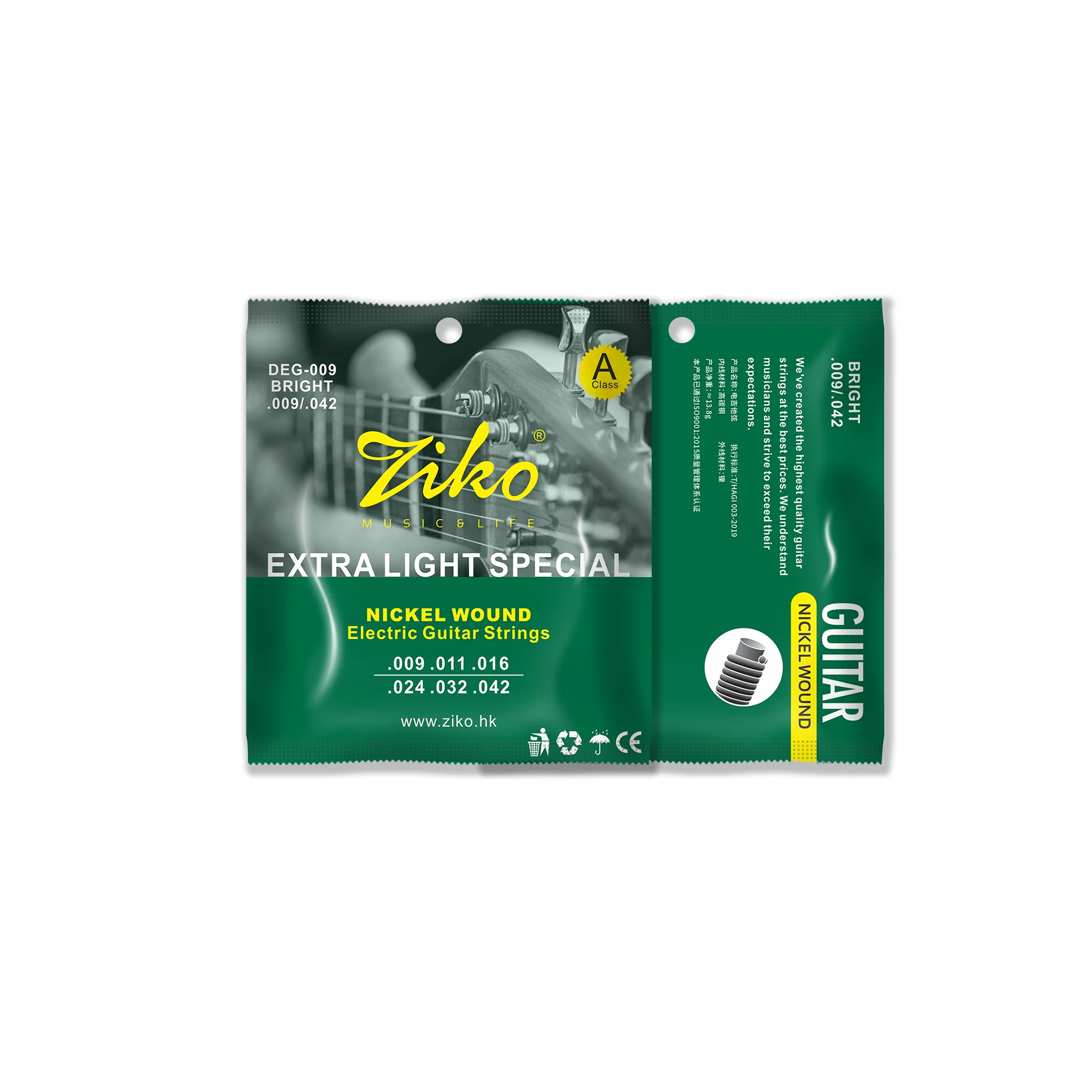 ZIKO DEG-009 Electric Guitar Strings Steel Core Surface Coating Nickel Guitar String Guitar Parts & Accessories 1/5/15/30 Sets