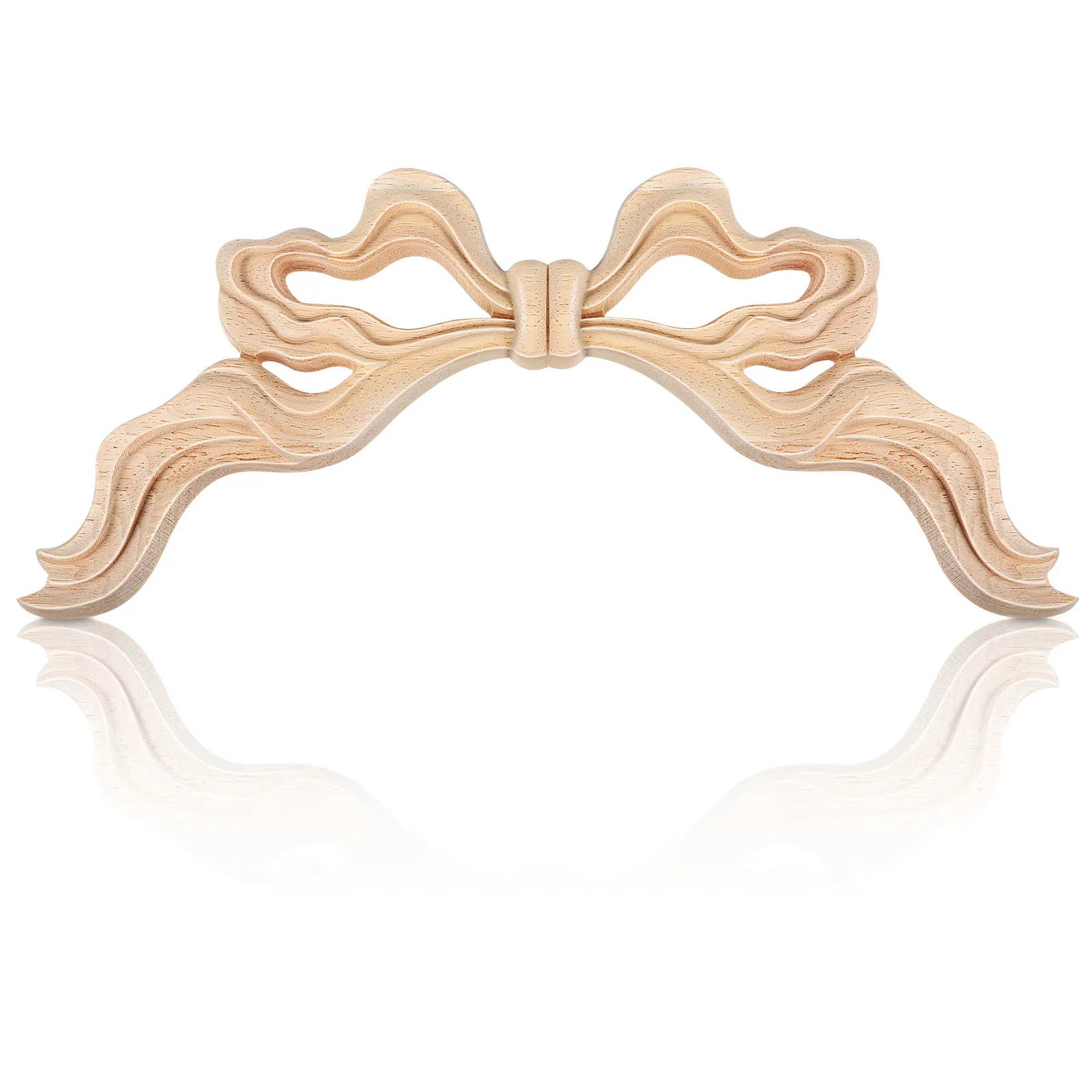 Wood Carved Appliques European Style Bow-Knot Wood Carved Applique Diy Wooden Carving wall Decal For Door Mirror Cabinet Dresser