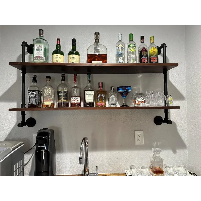 

Industrial Pipe Shelves Shelving 48 inch,Industrial Floating Shelves Bar Shelving Rustic Shelves 2 Tier for Kitchen,Living Room