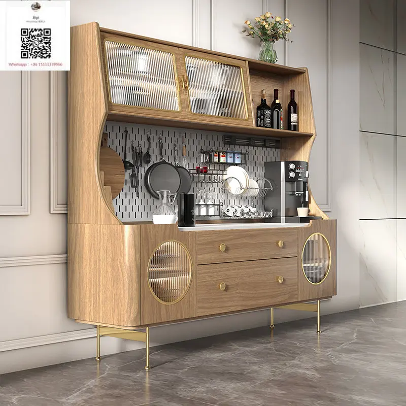 

Nordic -style Solid Wood Tableware Cabinet Highly Integrated Cabinet Modern Minimalist Kitchen Storage Reserve Cabinet