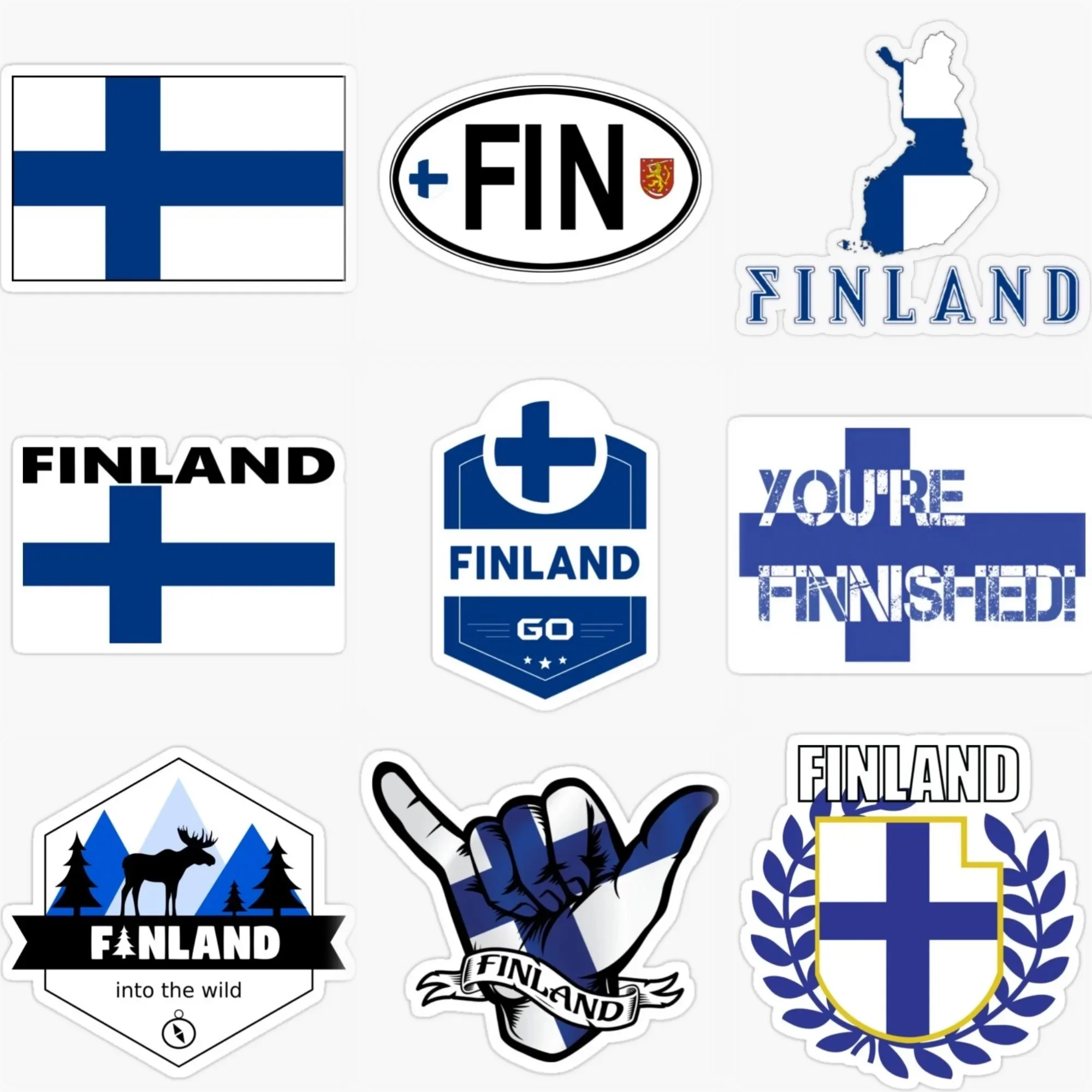 

Finland FIN Flag Map Emblem Creative PVC Sticker for Decorate Car Van Bicycle Helmet Window Fridge Table Wall Decal Accessories