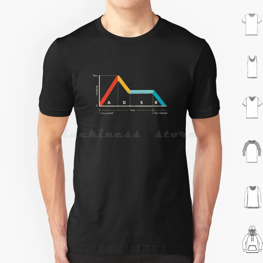 Synthesizer Envelope Adsr Vintage Analog Studio Gear Nerd Design T Shirt Big Size 100% Cotton Synthesizer Release Keyboard