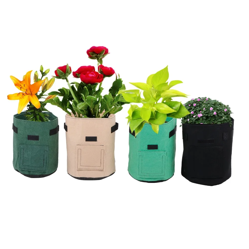 

Набор из 4 прочных мешков для выращивания растений объемом 18 л (5 галлонов) с клапаном, многоразовые дышащие контейнеры для растений, аксессуары для сада