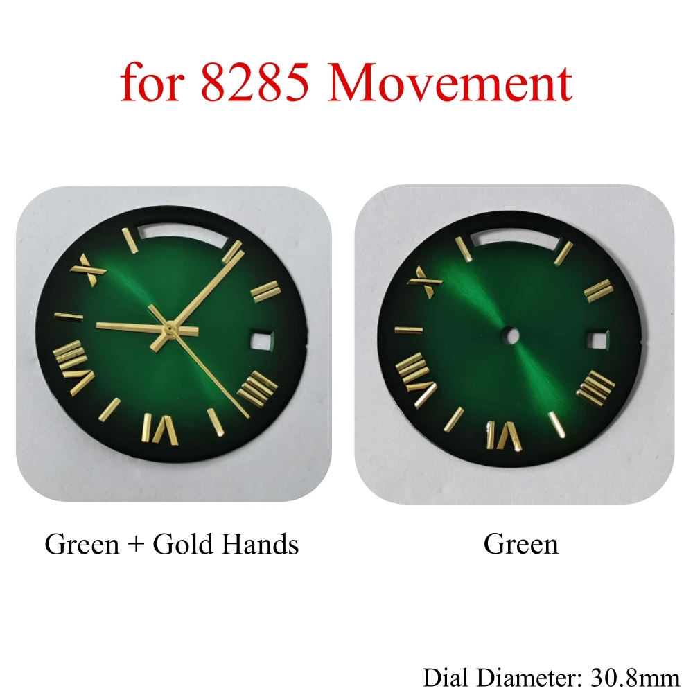 

Циферблат 30,8 мм с двойным календарем / Золотистый циферблат с накладными метками и стрелками, только для механизма 8285, без люминесцентного покрытия, аксессуар для часов