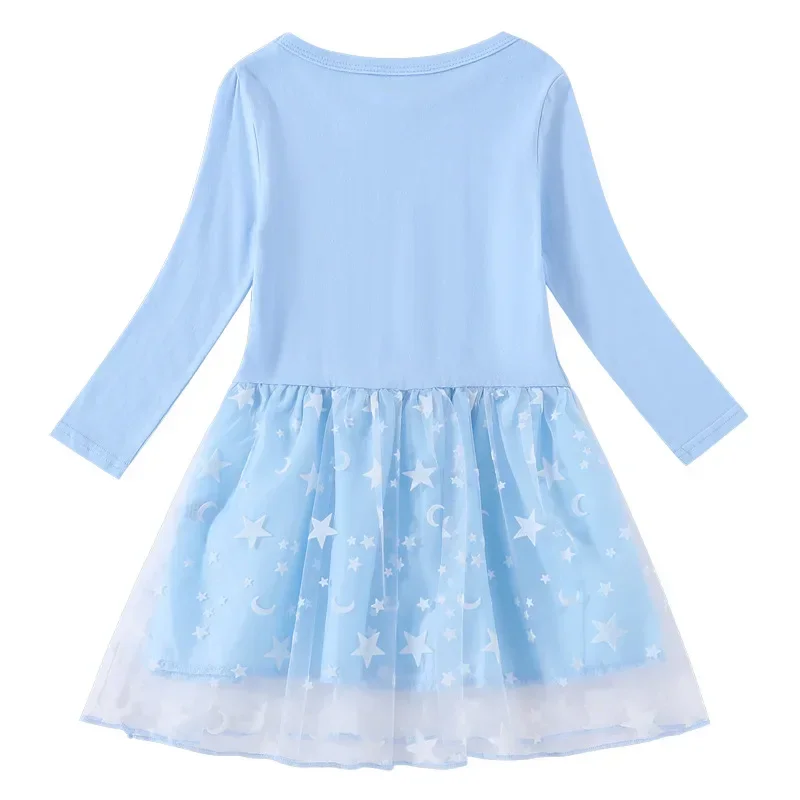 Doraemon Cotton Cartoon Star Moon Mesh Long Sleeve Princess Dress Spring and Autumn New Cross-border Girls Dress