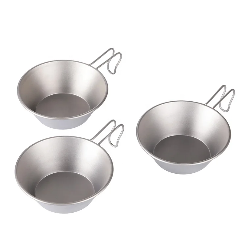 

Titanium Sierra Cup Outdoor Camping Picnic Portable Bowl with Folding Handle Tableware 260ml